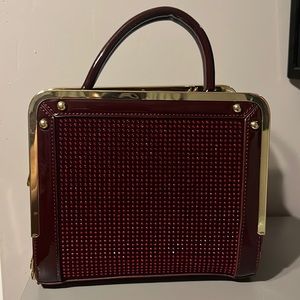 Red Faux Patent Leather Handbag